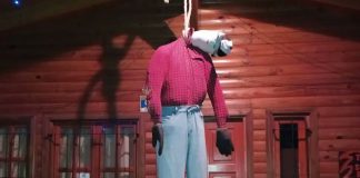 Iguazú: vecinos colocaron muñecos colgados del cuello para espantar a los delincuentes.