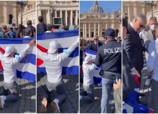 La policía del Vaticano le quitó la bandera a un cubano durante una misa del papa Francisco
