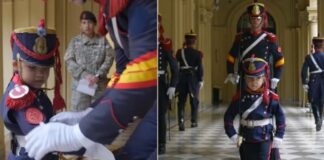 La historia de Lorenzo, el mini granadero que izó la bandera en el acto del Tedeum del 25 de Mayo