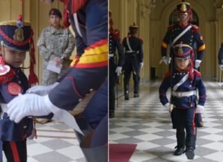 La historia de Lorenzo, el mini granadero que izó la bandera en el acto del Tedeum del 25 de Mayo